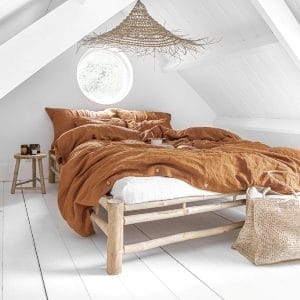 brown bed linen