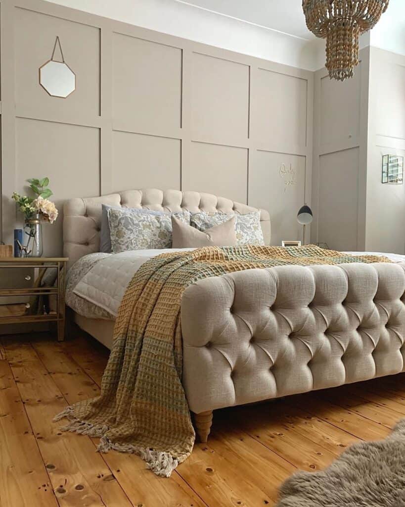 bed with paneling