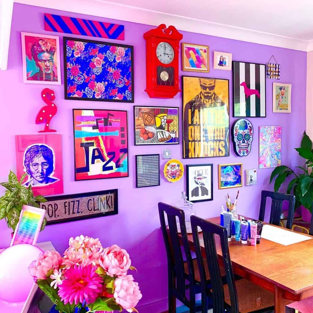 Bright wall with gallery wall