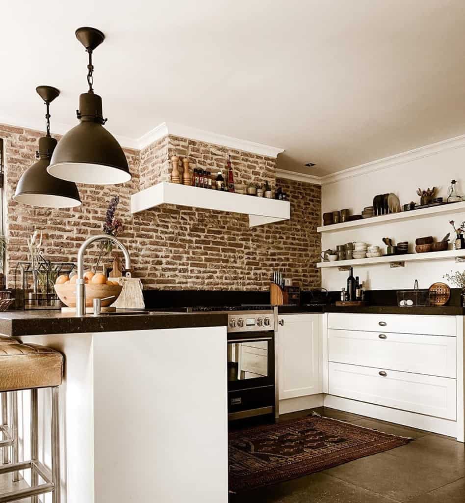 Vintage kitchen with exposed brick