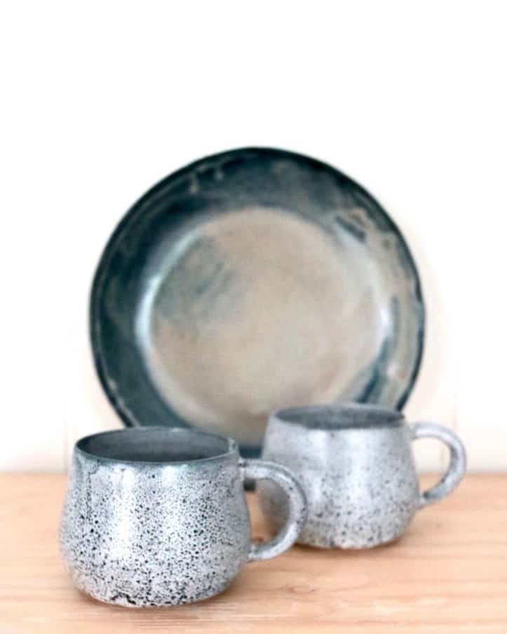 silver cups and plate