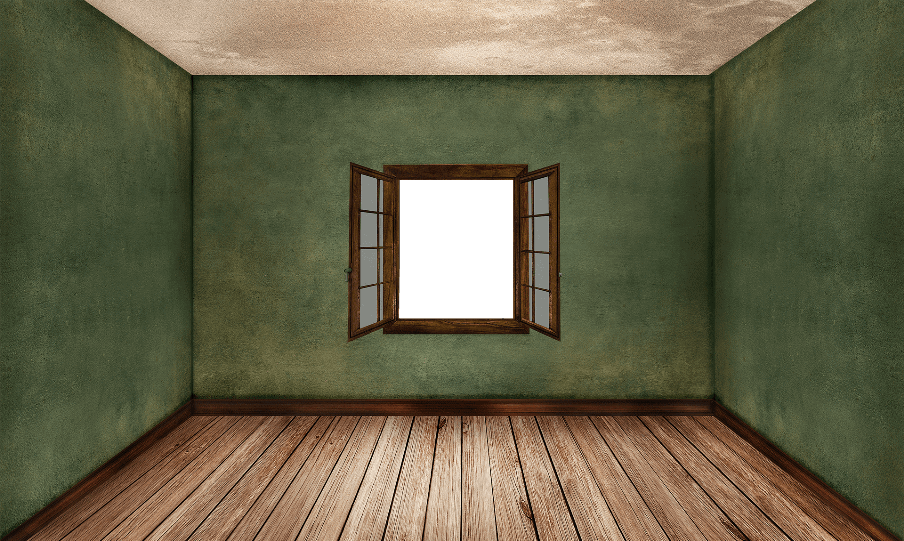 empty room digitally created with 1 window to end wall